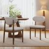 Christopher Knight Home Lyncon Fabric Upholstered Dining Chairs Set of 2, Wooden Dining Room Armless Chair, Curved Backrest Kitchen Side Chair, Beige+Walnut(Beige+walnut)