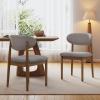 Christopher Knight Home Lyncon Fabric Upholstered Dining Chairs Set of 2, Wooden Dining Room Armless Chair, Curved Backrest Kitchen Side Chair, Beige+Walnut(Gray+walnut)
