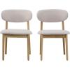 Christopher Knight Home Lyncon Fabric Upholstered Dining Chairs Set of 2, Wooden Dining Room Armless Chair, Curved Backrest Kitchen Side Chair, Beige+Walnut(Beige+natural)