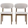 Christopher Knight Home Lyncon Fabric Upholstered Dining Chairs Set of 2, Wooden Dining Room Armless Chair, Curved Backrest Kitchen Side Chair, Beige+Walnut(Beige+walnut)