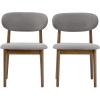 Christopher Knight Home Lyncon Fabric Upholstered Dining Chairs Set of 2, Wooden Dining Room Armless Chair, Curved Backrest Kitchen Side Chair, Beige+Walnut(Gray+walnut)