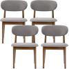 Christopher Knight Home Lyncon Fabric Upholstered Dining Chairs Set of 4, Wooden Dining Room Armless Chair, Curved Backrest Kitchen Side Chair, Gray+Walnut(Gray+walnut)