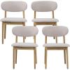 Christopher Knight Home Lyncon Fabric Upholstered Dining Chairs Set of 4, Wooden Dining Room Armless Chair, Curved Backrest Kitchen Side Chair, Gray+Walnut(Beige+natural)