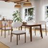 Christopher Knight Home Lyncon Fabric Upholstered Dining Chairs Set of 4, Wooden Dining Room Armless Chair, Curved Backrest Kitchen Side Chair, Gray+Walnut(Beige+walnut)
