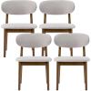 Christopher Knight Home Lyncon Fabric Upholstered Dining Chairs Set of 4, Wooden Dining Room Armless Chair, Curved Backrest Kitchen Side Chair, Gray+Walnut(Beige+walnut)