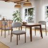 Christopher Knight Home Lyncon Fabric Upholstered Dining Chairs Set of 4, Wooden Dining Room Armless Chair, Curved Backrest Kitchen Side Chair, Gray+Walnut(Gray+walnut)