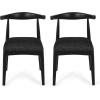Christopher Knight Home Mika Fabric Upholstered Dining Chairs Set of 2, Wooden Dining Room Armless Chair, Curved Backrest Kitchen Side Chair, Black(Black)
