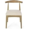 Christopher Knight Home Mika Fabric Upholstered Dining Chairs Set of 2, Wooden Dining Room Armless Chair, Curved Backrest Kitchen Side Chair, Black(Light Ash+ivory)