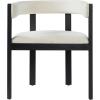 Christopher Knight Home Modern Dining Arm Chairs Set of 2, Solid Rubberwood Dining Chairs with Barrel Cutout Back Cushioned Seat Supportive Backrest for Dining Room Kitchen, Beige and Black