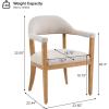 Christopher Knight Home Moren Upholstered Dining Chairs Set of 2, Sturdy Rubberwood Dining Chair with Armrest, Kitchen Chairs with Comfy Curved Backrest, Extra Seat for Dining Room, Beige + Walnut(Beige + Natural)