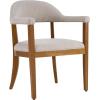 Christopher Knight Home Moren Upholstered Dining Chairs Set of 2, Sturdy Rubberwood Dining Chair with Armrest, Kitchen Chairs with Comfy Curved Backrest, Extra Seat for Dining Room, Beige + Walnut(Beige + Walnut)