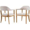 Christopher Knight Home Moren Upholstered Dining Chairs Set of 2, Sturdy Rubberwood Dining Chair with Armrest, Kitchen Chairs with Comfy Curved Backrest, Extra Seat for Dining Room, Beige + Walnut(Beige + Natural)