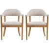 Christopher Knight Home Moren Upholstered Dining Chairs Set of 2, Sturdy Rubberwood Dining Chair with Armrest, Kitchen Chairs with Comfy Curved Backrest, Extra Seat for Dining Room, Beige + Walnut(Beige + Natural)