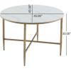 Christopher Knight Home Peyria Modern Dining Table for 4, Round Dining Room Table with Sintered Stone Top, Spacious Kitchen Table with Hand-Forged Hammered Iron Legs, Forged Pewter Gray(Forged Brass Brown)