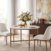 Christopher Knight Home Peyria Modern Dining Table for 4, Round Dining Room Table with Sintered Stone Top, Spacious Kitchen Table with Hand-Forged Hammered Iron Legs, Forged Pewter Gray(Forged Brass Brown)