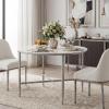 Christopher Knight Home Peyria Modern Dining Table for 4, Round Dining Room Table with Sintered Stone Top, Spacious Kitchen Table with Hand-Forged Hammered Iron Legs, Forged Pewter Gray(Forged Pewter Gray)