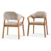 Christopher Knight Home Peys Mid Century Modern Dining Chairs Set of 2, Dining Chair with Chenille Upholstery, Wooden Kitchen Chairs with Curved Backrest, Extra Seat for Dining Room, Oatmeal + Teak(Oatmeal + Teak)