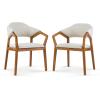 Christopher Knight Home Peys Mid Century Modern Dining Chairs Set of 2, Dining Chair with Chenille Upholstery, Wooden Kitchen Chairs with Curved Backrest, Extra Seat for Dining Room, Oatmeal + Teak(Beige + Teak)