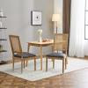 Christopher Knight Home Powell French Country Indoor Dining Chairs Set of 2, Wooden Dining Room Chair with Cane Backrest, High Back Kitchen Seat, Fabric Upholstered Armless Chair, Beige+Walnut(Blue Grey)