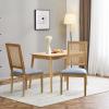 Christopher Knight Home Powell French Country Indoor Dining Chairs Set of 2, Wooden Dining Room Chair with Cane Backrest, High Back Kitchen Seat, Fabric Upholstered Armless Chair, Beige+Walnut(Slate Blue)