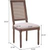 Christopher Knight Home Powell French Country Indoor Dining Chairs Set of 2, Wooden Dining Room Chair with Cane Backrest, High Back Kitchen Seat, Fabric Upholstered Armless Chair, Beige+Walnut(Beige+walnut)