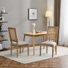 Christopher Knight Home Powell French Country Indoor Dining Chairs Set of 2, Wooden Dining Room Chair with Cane Backrest, High Back Kitchen Seat, Fabric Upholstered Armless Chair, Beige+Walnut(Grey)