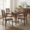 Christopher Knight Home Powell French Country Indoor Dining Chairs Set of 4, Wooden Dining Room Chair with Cane Backrest, High Back Kitchen Seat, Fabric Upholstered Armless Chair, Beige+Walnut