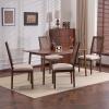 Christopher Knight Home Powell French Country Indoor Dining Chairs Set of 4, Wooden Dining Room Chair with Cane Backrest, High Back Kitchen Seat, Fabric Upholstered Armless Chair, Beige+Walnut