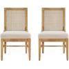 Christopher Knight Home Relinga French Country Upholstered Dining Chairs Set of 2, Wooden Dining Room Armless Chair with Cane Backrest, High Back Kitchen Side Chair, Beige+Natural(Beige+natural)