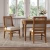 Christopher Knight Home Relinga French Country Upholstered Dining Chairs Set of 2, Wooden Dining Room Armless Chair with Cane Backrest, High Back Kitchen Side Chair, Beige+Natural(Beige+walnut)