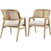 Christopher Knight Home Scout Dining Chairs Set of 2, Modern Dining Chair with Fabric Upholstery, Rubberwood Frame Kitchen Arm Chairs with Cane Webbing Back, Extra Seat for Dining Room, Beige+Walnut(Beige+natural)