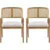 Christopher Knight Home Scout Dining Chairs Set of 2, Modern Dining Chair with Fabric Upholstery, Rubberwood Frame Kitchen Arm Chairs with Cane Webbing Back, Extra Seat for Dining Room, Beige+Walnut(Beige+natural)