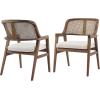 Christopher Knight Home Scout Dining Chairs Set of 2, Modern Dining Chair with Fabric Upholstery, Rubberwood Frame Kitchen Arm Chairs with Cane Webbing Back, Extra Seat for Dining Room, Beige+Walnut(Beige+walnut)