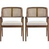 Christopher Knight Home Scout Dining Chairs Set of 2, Modern Dining Chair with Fabric Upholstery, Rubberwood Frame Kitchen Arm Chairs with Cane Webbing Back, Extra Seat for Dining Room, Beige+Walnut(Beige+walnut)