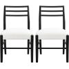 Christopher Knight Home Set of 2 Edina Farmhouse/Country Fabric Upholstered Dining Chairs, Rubberwood Frame, Ladder Backrest, Kitchen Armless Side Chair Chair,Thick Cushion, Milky White+Walnut(White Beige+black)