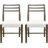 Christopher Knight Home Set of 2 Edina Farmhouse/Country Fabric Upholstered Dining Chairs, Rubberwood Frame, Ladder Backrest, Kitchen Armless Side Chair Chair,Thick Cushion, Milky White+Walnut(Milky White+walnut)