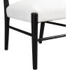 Christopher Knight Home Set of 2 Edina Farmhouse/Country Fabric Upholstered Dining Chairs, Rubberwood Frame, Ladder Backrest, Kitchen Armless Side Chair Chair,Thick Cushion, Milky White+Walnut(White Beige+black)