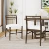 Christopher Knight Home Set of 2 Edina Farmhouse/Country Fabric Upholstered Dining Chairs, Rubberwood Frame, Ladder Backrest, Kitchen Armless Side Chair Chair,Thick Cushion, Milky White+Walnut(Milky White+walnut)