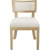 Christopher Knight Home Set of 2 Indoor Fabric Upholstered Armless Dining Chairs with Rubberwood Legs and King Louis Back, Wood Frame Soft Chairs for Dining Room/Kitchen, Restaurant, Natural and Beige