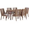 Christopher Knight Home Spone 7-Piece Dining Table Set for 6, Wooden Extendable Dining Room Table Set for 4-6 People, Upholstered Dining Chairs Set with Cane Webbing, Beige + Brown + Walnut