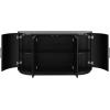 Christopher Knight Home Tian Modern Wooden Kitchen Sideboard Cabinet with Metal Handles, Living Room Storage Cabinet with Shelves, Spacious Dining Room Cupboard with 4 Doors, Curved Form, Natural(Black)