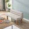 Christopher Knight Home Wally Fabric Upholstered Dining Bench, Long Dining Room Chair, Wooden Entryway Bench, Bedroom End of Bed Bench, Yellow+Natural(Light Gray+natural)