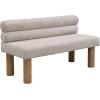 Christopher Knight Home Wally Fabric Upholstered Dining Bench, Long Dining Room Chair, Wooden Entryway Bench, Bedroom End of Bed Bench, Yellow+Natural(Light Gray+natural)