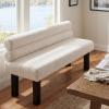 Christopher Knight Home Wally Fabric Upholstered Dining Bench, Long Dining Room Chair, Wooden Entryway Bench, Bedroom End of Bed Bench, Yellow+Natural(Milky White+black)