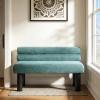 Christopher Knight Home Wally Fabric Upholstered Dining Bench, Long Dining Room Chair, Wooden Entryway Bench, Bedroom End of Bed Bench, Yellow+Natural(Teal Green+black)