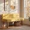 Christopher Knight Home Wally Fabric Upholstered Dining Bench, Long Dining Room Chair, Wooden Entryway Bench, Bedroom End of Bed Bench, Yellow+Natural(Yellow+natural)