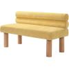 Christopher Knight Home Wally Fabric Upholstered Dining Bench, Long Dining Room Chair, Wooden Entryway Bench, Bedroom End of Bed Bench, Yellow+Natural(Yellow+natural)