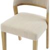 Christopher Knight Home Yaki Modern Upholstered Dining Chair Set of 4, Curved Backrest Kitchen Side Chair, Wooden Armless Dining Room Chair, Extra Seat for Living Room, Natural + Beige