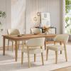 Christopher Knight Home Yaki Modern Upholstered Dining Chair Set of 4, Curved Backrest Kitchen Side Chair, Wooden Armless Dining Room Chair, Extra Seat for Living Room, Natural + Beige