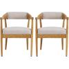 Christopher Knight Home Zahen Upholstered Dining Chairs Set of 2, Sturdy Rubberwood Kitchen Chair Set with Armrest, Dinner Chair with Curved Backrest, Extra Seating for Dining Room, Beige + Natural